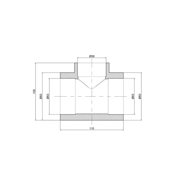 Трійник Thermo Alliance PPR сірий редукційний 63×50×63 мм (DSC115)
