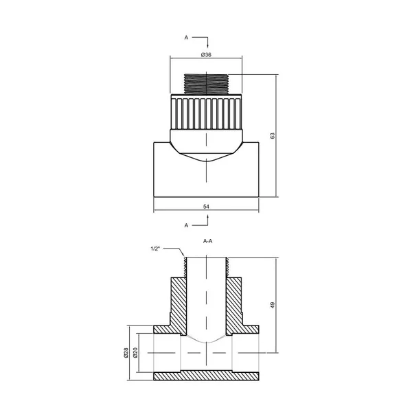 Тройник PPR Thermo Alliance 20х1/2х20 20х1/2