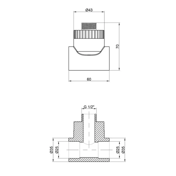 Тройник Thermo Alliance 25х1/2х25 PPR 25х1/2