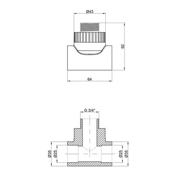 Трійник Thermo Alliance 25х3/4х25 PPR 25х3/4