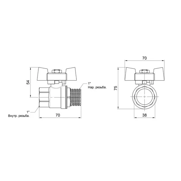 Кран кульовий Thermo Alliance Standart SD607NG25PN40 латунний для газу 1
