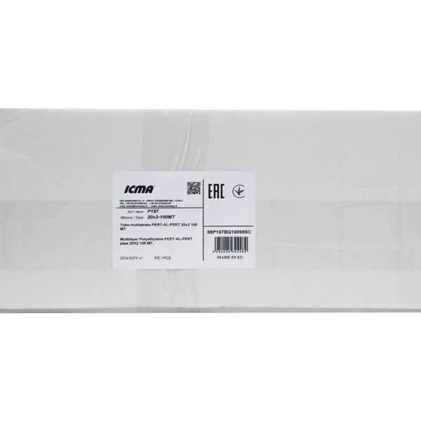Труба Icma P199/197 металопластикова PERT-AL-PERT 20х2 мм, бухта 100 м (88P197BQ10099SC)