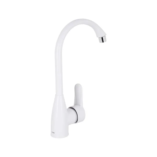Смеситель для кухни Brinex 35W 007 белый из ABS-пластика с поворотным изливом (BRIN35W007)