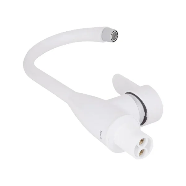 Смеситель для кухни Brinex 35W 007 белый из ABS-пластика с поворотным изливом (BRIN35W007)