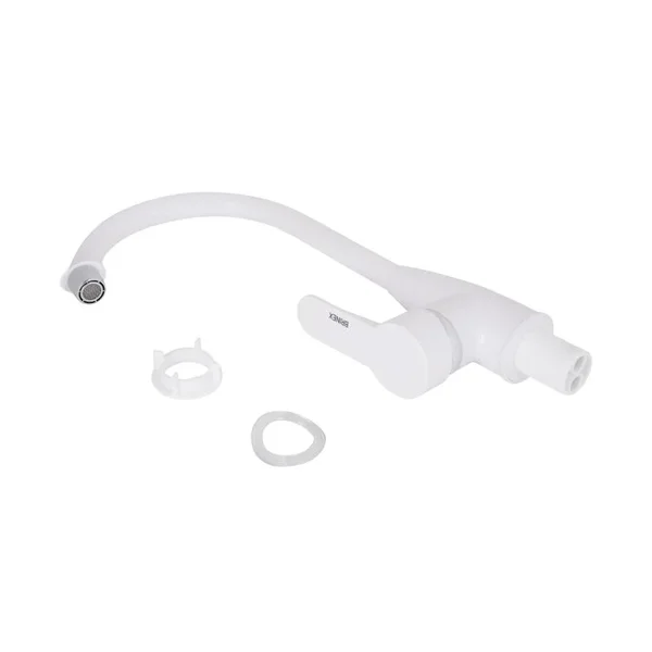 Смеситель для кухни Brinex 35W 007 белый из ABS-пластика с поворотным изливом (BRIN35W007)