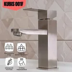 Смеситель для раковины Lidz Kubis 001F из нержавеющей стали цвета никель, однорычажный (LDKUB001FNKS28534)