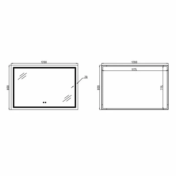 Зеркало Qtap Mideya MI1) с сенсорной LED-подсветкой, диммером и антизапотеванием (QT2078F613W)
