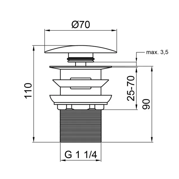 Донний клапан Qtap F0081 латунний білий автоматичний з переливом (QT066F0081W)
