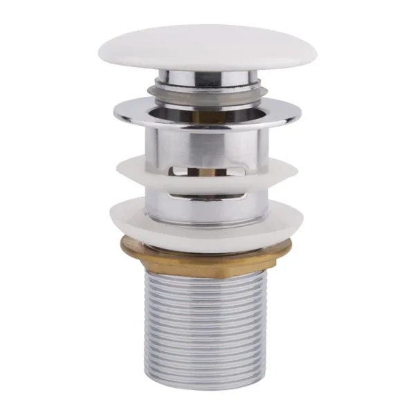 Донний клапан Qtap F0081 латунний білий автоматичний з переливом (QT066F0081W)