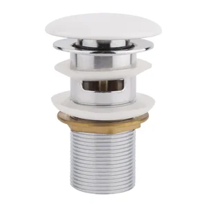 Донний клапан Qtap F0081 латунний білий автоматичний з переливом (QT066F0081W)