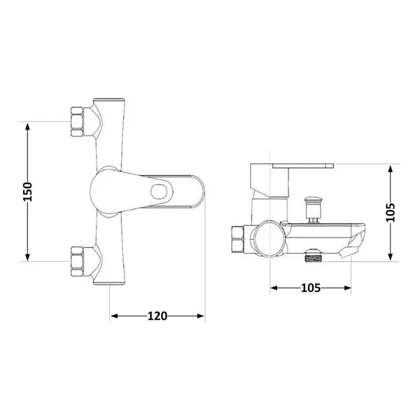 Смеситель для ванны Brinex 37W 006 пластиковый хром/белый однорычажный (BRIN37W006)