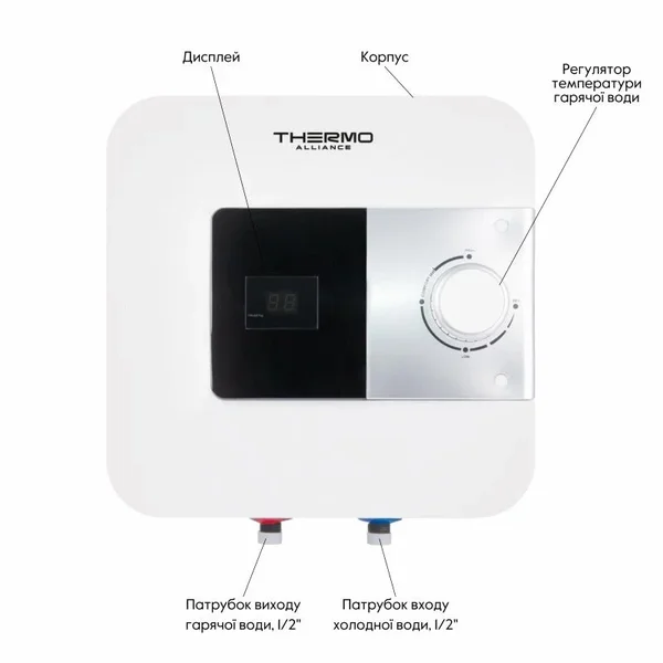 Водонагрівач електричний Thermo Alliance SF15X15N білий на 15 л з мокрим ТЕНом 1.5 кВт для встановлення над мийкою (SF15X15N)