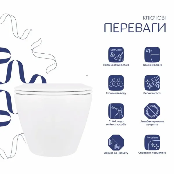 Унітаз підвісний Qtap QT07335176W Jay керамічний білий безободковий з сидінням Soft-close (QT07335176W)