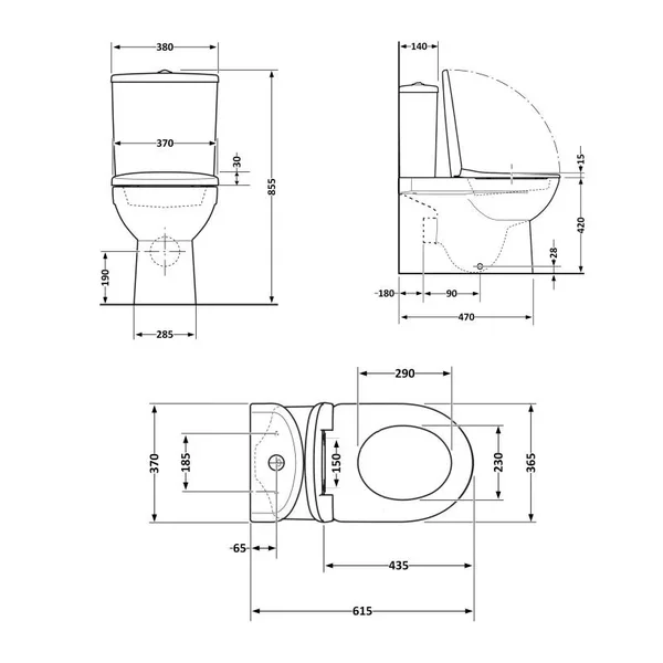 Унитаз-компакт напольный Qtap Stork/Swan QT15222179W керамический белый безободковый с сиденьем Soft-close (SD00036226)