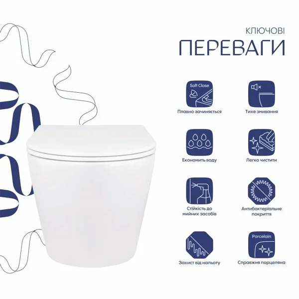 Унитаз подвесной Qtap Swan QT16335178W керамический белый безободковый с сиденьем Soft-close (QT16335178W)