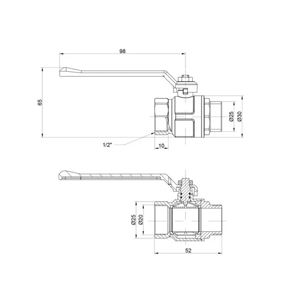 Кран шаровой Icma №350 латунный прямой 1/2
