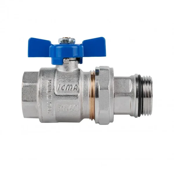 Кран кульовий американка Icma Blue №215 латунний нікельований прямий 1