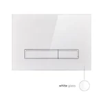 Панель смыва для унитаза Qtap Nest QT0111V1105GW стеклянная белая глянцевая механическая двухрежимная (QT0111V1105GW)