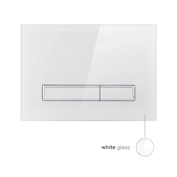 Панель смыва для унитаза Qtap Nest QT0111V1105GW стеклянная белая глянцевая механическая двухрежимная (QT0111V1105GW)