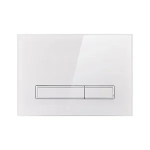 Панель змиву для унітаза Qtap Nest QT0111V1105GW скляна біла глянцева механічна дворежимна (QT0111V1105GW)