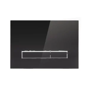 Панель змиву Qtap Nest QT0111V1107GB скляна чорна глянцева, дворежимна (QT0111V1107GB)