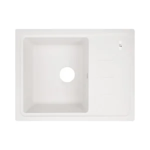 Кухонна мийка Lidz 620×435 мм/200 WHI-01 зі штучного каменю біла з універсальним крилом (LIDZWHI01620435200)