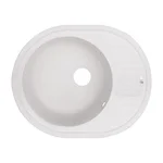Кухонна мийка Lidz 620×500 мм/200 WHI-01 зі штучного каменю біла овальна врізна з універсальним крилом (LIDZWHI01620500200)