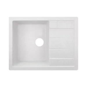 Кухонна мийка Lidz 650×500 мм/200 WHI-01 біла зі штучного каменю з універсальним крилом (LIDZWHI01650500200)
