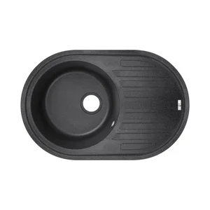 Кухонна мийка Lidz 780×500 мм/200 BLA-03 чорна зі штучного каменю з крилом (LIDZBLA03780500200)