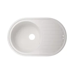 Кухонна мийка Lidz 780×500 мм/200 WHI-01 біла зі штучного каменю з універсальним крилом (LIDZWHI10780500200)