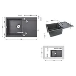 Кухонна мийка Lidz 790×495 мм/230 BLA-03 чорна зі штучного каменю з універсальним крилом (LIDZBLA03790495230)
