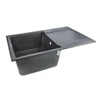 Кухонна мийка Lidz 790×495 мм/230 BLA-03 чорна зі штучного каменю з універсальним крилом (LIDZBLA03790495230)