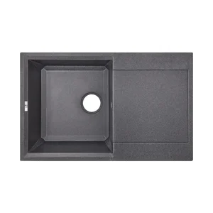 Кухонная мойка Lidz 790×495 мм/230 BLA-03 черная из искусственного камня с универсальным крылом (LIDZBLA03790495230)
