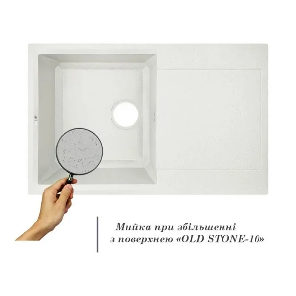 Кухонна мийка Lidz 790×495 мм/230 STO-10 зі штучного каменю світло-сіра з універсальним крилом (LIDZSTO10790495230)
