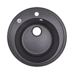 Кухонна мийка Lidz D510/200 BLA-03 зі штучного каменю чорна кругла (LIDZBLA03D510200)