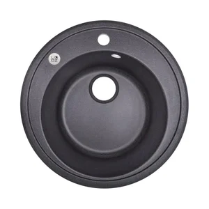 Кухонна мийка Lidz D510/200 BLA-03 зі штучного каменю чорна кругла (LIDZBLA03D510200)