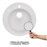 Кухонная мойка Lidz D510/200 WHI-01 из искусственного камня белая матовая круглая (LIDZWHI01D510200)