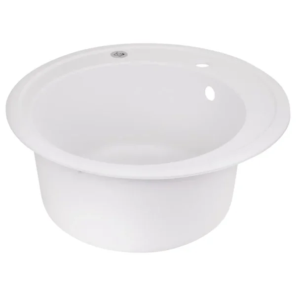 Кухонная мойка Lidz D510/200 WHI-01 из искусственного камня белая матовая круглая (LIDZWHI01D510200)