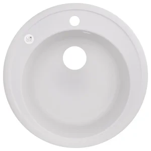 Кухонна мийка Lidz D510/200 WHI-01 зі штучного каменю біла матова кругла (LIDZWHI01D510200)