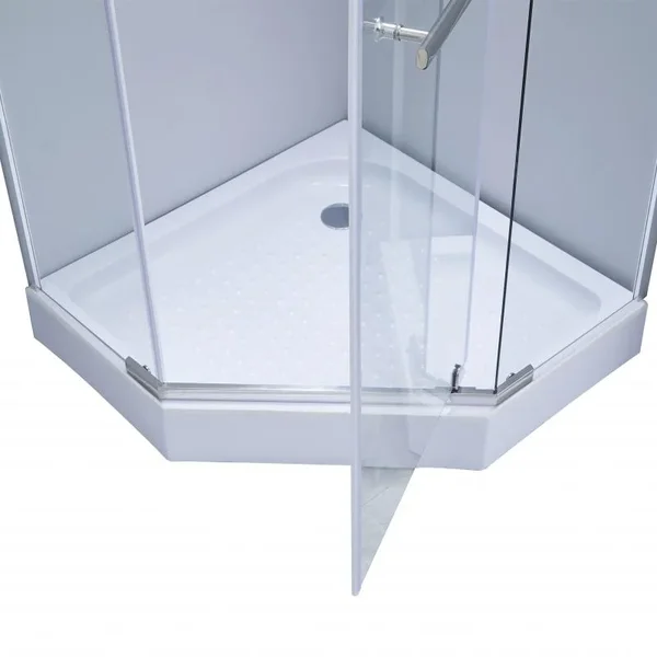 Душевая кабина Lidz SC90x90CRMLOWTR Dozorca SC90×90 мм.CRM.LOW.TR пятиугольная распашная хромированная с прозрачным стеклом 6 мм (LDSC9090CRMLOWTR)