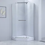 Душевая кабина Lidz SC90x90CRMLOWTR Dozorca SC90×90 мм.CRM.LOW.TR пятиугольная распашная хромированная с прозрачным стеклом 6 мм (LDSC9090CRMLOWTR)