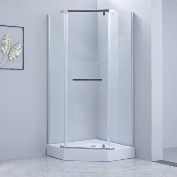 Душевая кабина Lidz SC90x90CRMLOWTR Dozorca SC90×90 мм.CRM.LOW.TR пятиугольная распашная хромированная с прозрачным стеклом 6 мм (LDSC9090CRMLOWTR)