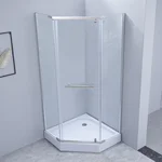 Душевая кабина Lidz SC90x90CRMLOWTR Dozorca SC90×90 мм.CRM.LOW.TR пятиугольная распашная хромированная с прозрачным стеклом 6 мм (LDSC9090CRMLOWTR)