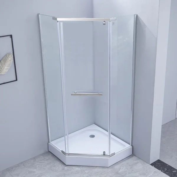 Душевая кабина Lidz SC90x90CRMLOWTR Dozorca SC90×90 мм.CRM.LOW.TR пятиугольная распашная хромированная с прозрачным стеклом 6 мм (LDSC9090CRMLOWTR)