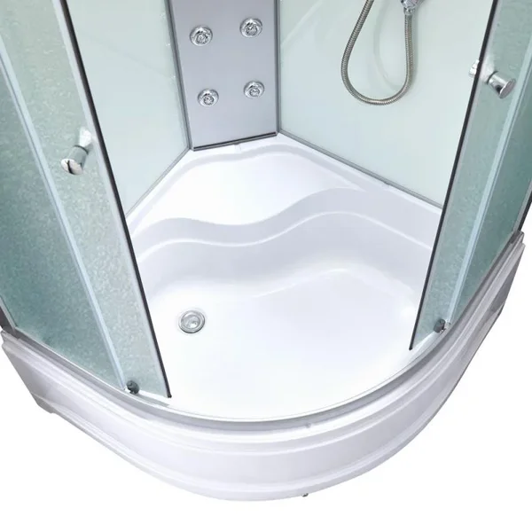 Гідромасажний бокс Lidz SBM90x90SATHIGHFR Tani SBM90×90 мм.SAT.HIGH.FR сатиновий, чверть кола з високим піддоном та матовим склом 4 мм (LTSBM9090SATHIGHFR)