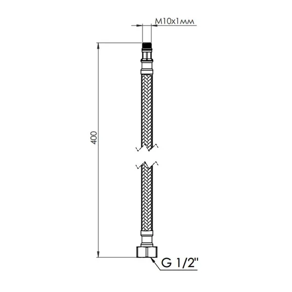 Гибкая подводка для воды Thermo Alliance SF390W40 Forte М10 в нейлоновой оплетке, 40 см (SF390W40)
