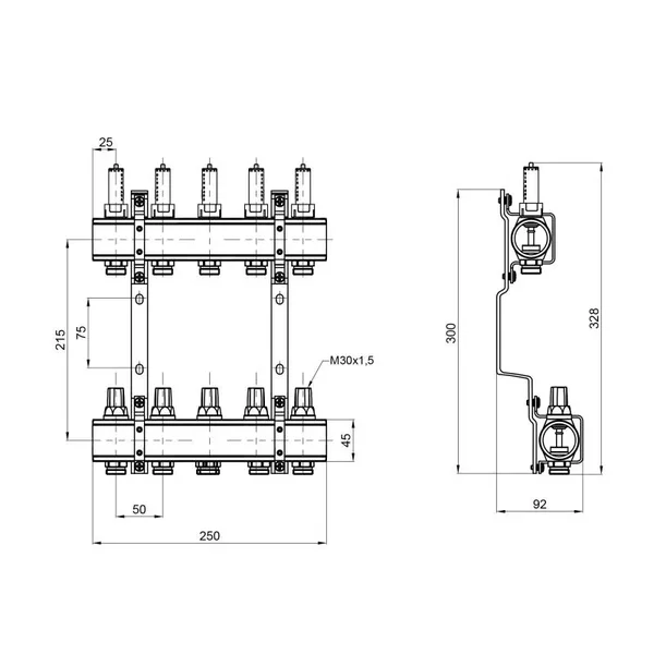 Коллектор Thermo Alliance Forte SF001W5 латунный с расходомерами на 5 выходов 1 (SF001W5)