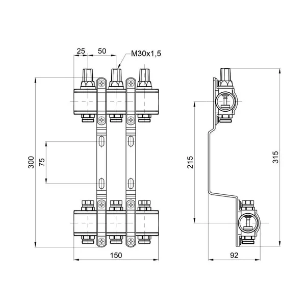 Колектор Thermo Alliance Forte SF002W3 латунний хромований на 3 виходи 1 (SF002W3)