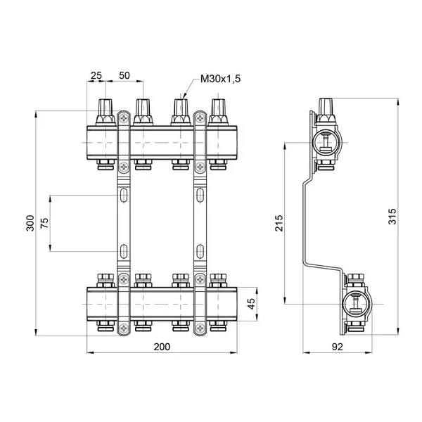 Коллектор для радиаторного отопления Thermo Alliance Forte SF002W4 латунный хромированный на 4 выхода 1 (SF002W4)