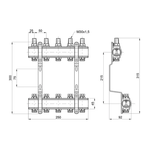 Колектор Thermo Alliance Forte SF002W5 латунний 1